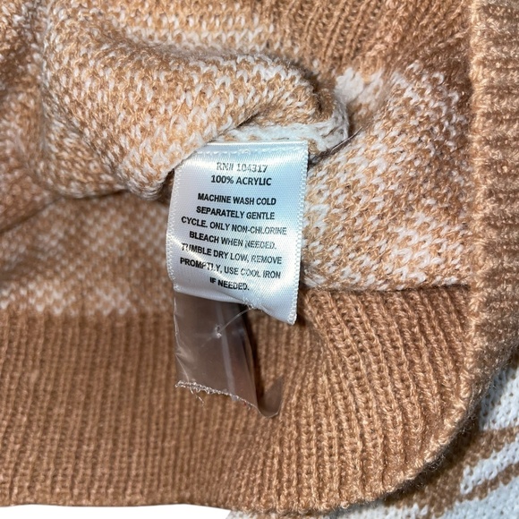 Derek Heart Brown White Long Sleeve button Down Cardigan Sweater Top Sz M - Picture 4 of 5